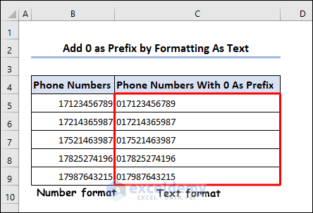 Add 0 as prefix by Text formatting