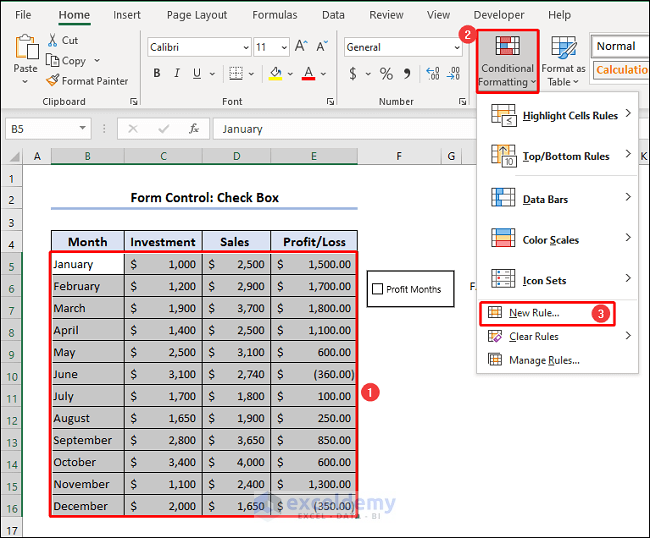 Set Conditional Formatting for Check box