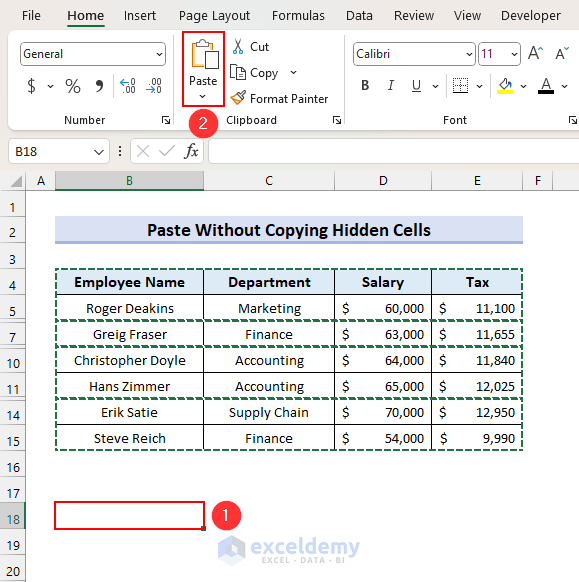 How to Paste Only Visible Cells in Excel