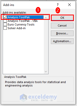 Checking Analysis ToolPak