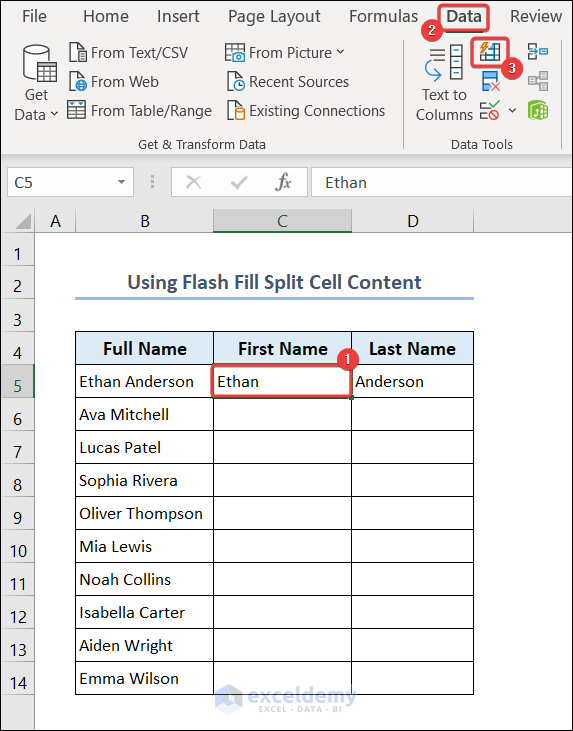 Apply Flash Fill Command