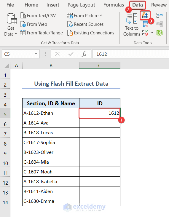 Select Flash Fill Command