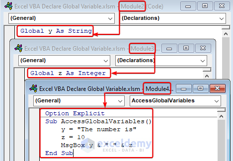 Accessing global variable from a different module in Excel VBA