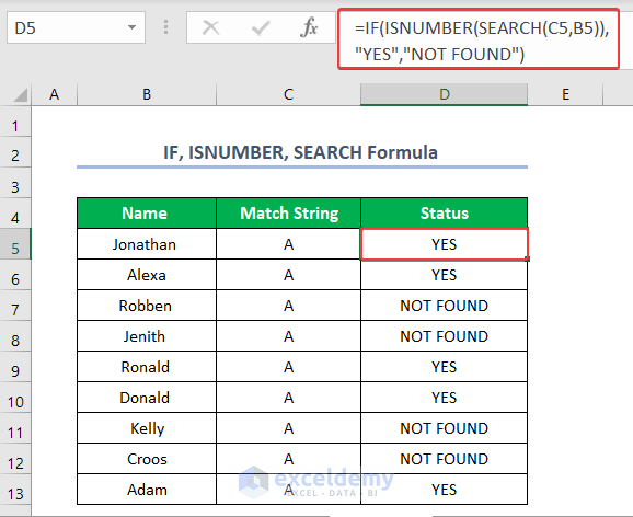 Applying the SEARCH Function