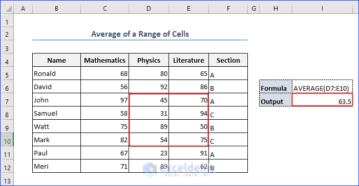 Average of a Range of Cells