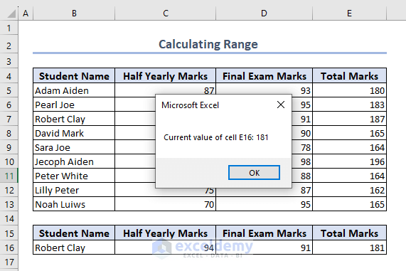 Output before Excel VBA calculate cell (range)