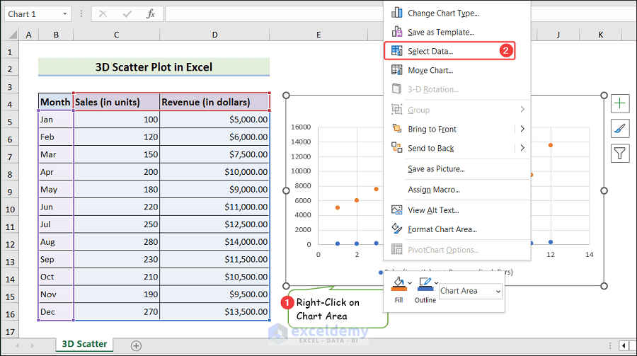 Right-Click on Chart Area and choose Select Data