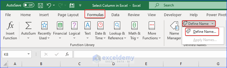 Selecting Option to Select Column Automatically