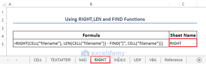 Using RIGHT,LEN & FIND functions