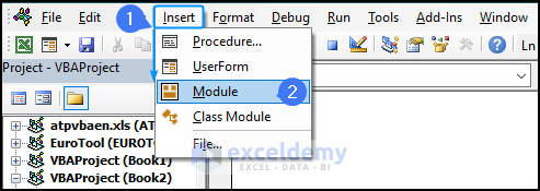 Module option in excel visual basic
