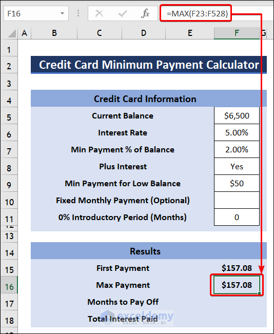 Calculate Max Payment