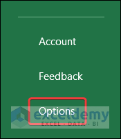 Click on Options