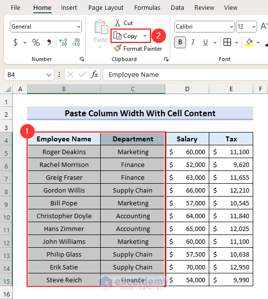 Copying Cells to Paste Column Width with Cell Content