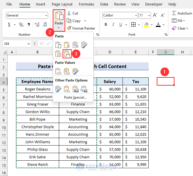 How to Paste Column Width with Cell Content in Excel