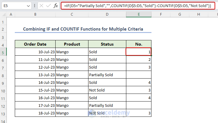 Combining IF and COUNTIF functions for multiple criteria