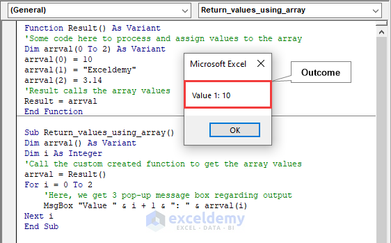 Getting a couple of values using an array.