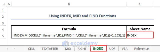 Using INDEX,MID & FIND functions