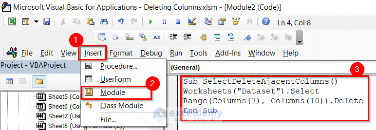 Using VBA code to Remove Columns