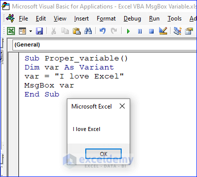 VBA MsgBox Variable Properly Defined