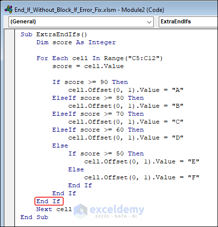 Extra End If in VBA