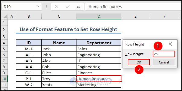 5.5- typing row height to set cell size using format feature