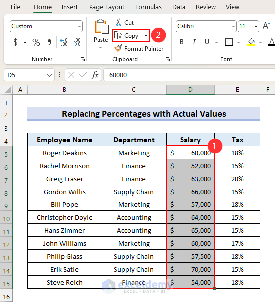Copying Salary Values
