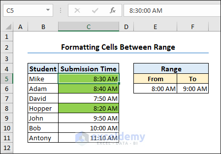 Excel change cell color with conditional formatting