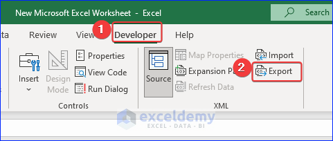 Export XML file