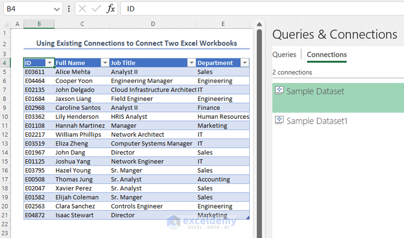 Make Data Connections in Excel