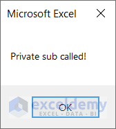 The output of the VBA code after calling private sub from userform in Excel