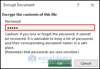6- appeared Encrypt Document dialog box