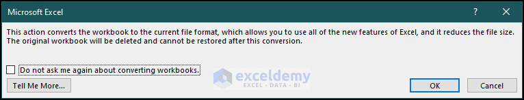 warning notifications from Microsoft excel