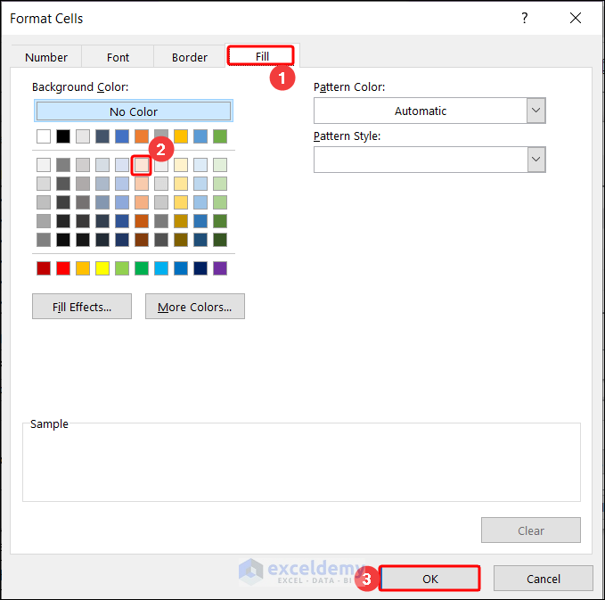 selecting the fill color