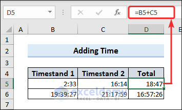 Add time in Excel