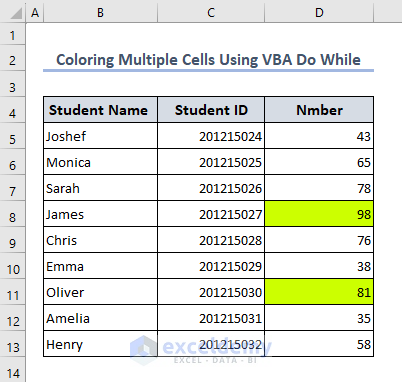 Colored cell after applying VBA code