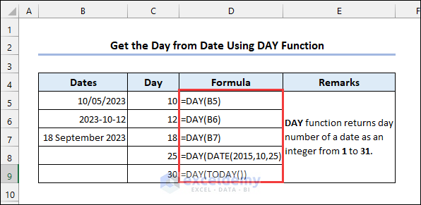 Overview of DAY function