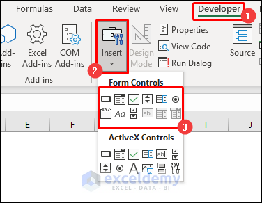 Select Insert option from Controls group