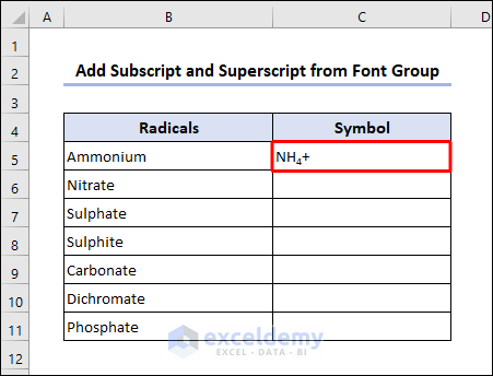 Texts with subscript and superscript