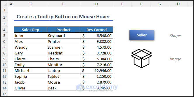 add image as an object for button tooltip in Excel