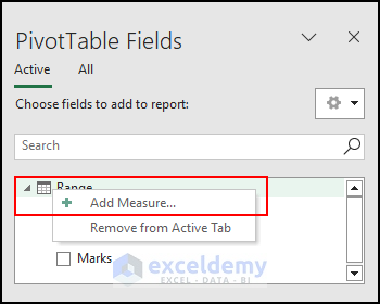 7- selecting add measure option to create a new measure function