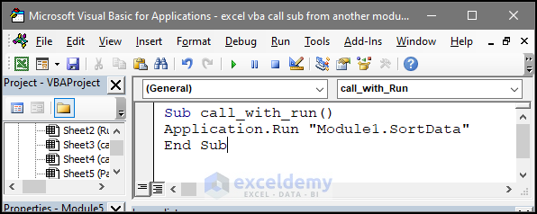 call sub from another module with Application.run method