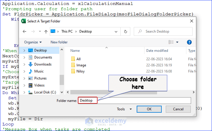Choosing Folder Containing Excel Files