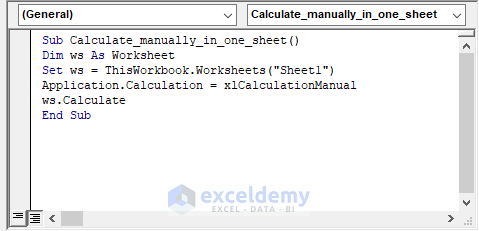 Enabling manual calculation on a specific sheet only