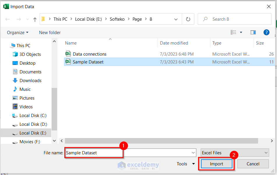 Pressing Import Button to Import Data