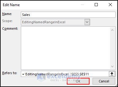 8- editing named range in Excel