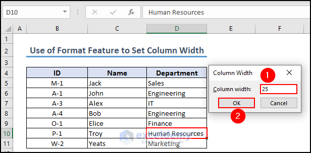8- typing column width to set cell size