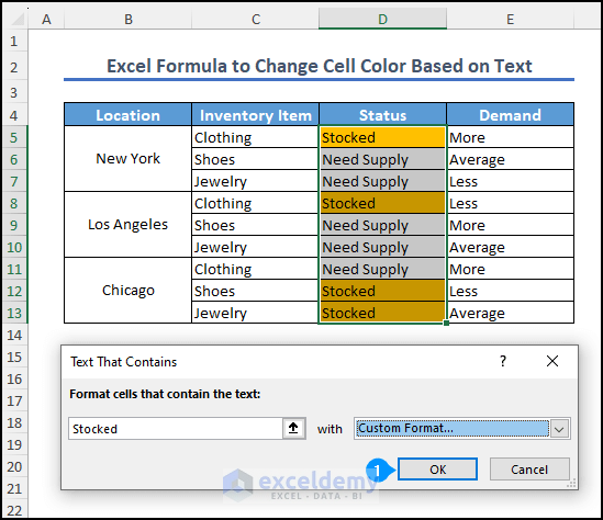 Using conditional formatting to highlight text value