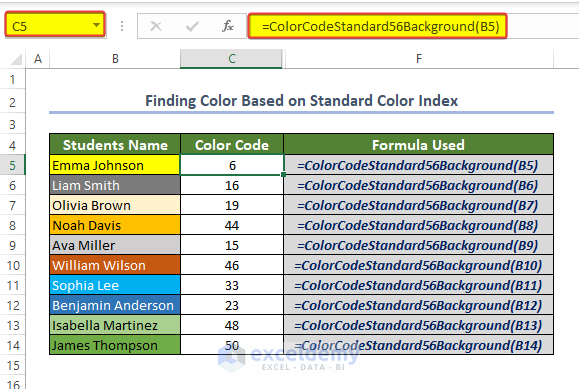 Getting the color code of the Background in Stardard Format