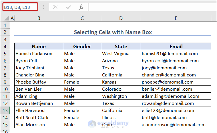Selecting Cells with Name Box