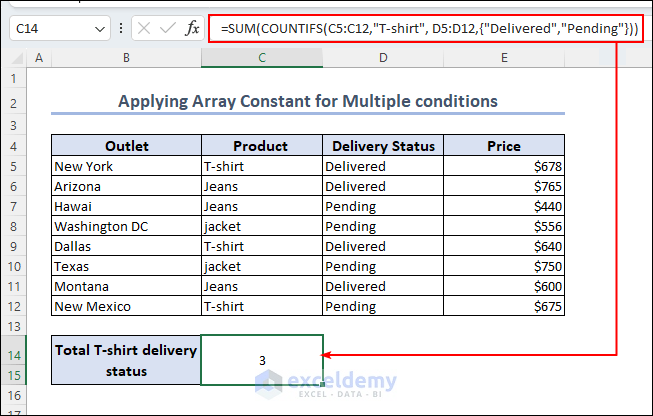 Apply array constant for multiple conditions